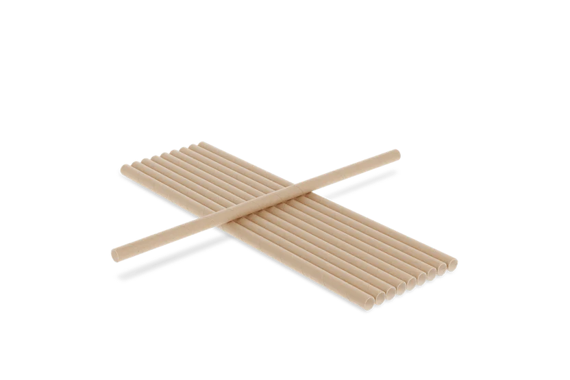 Papieren rietjes naturel 230x8mm {100st}