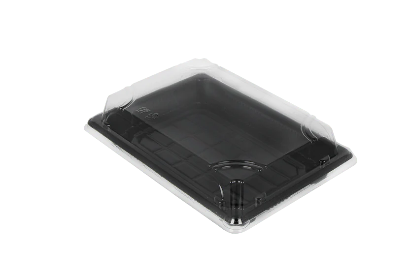 Sushitray + Deksel Zwart 185x130x20mm HP05 {400st}