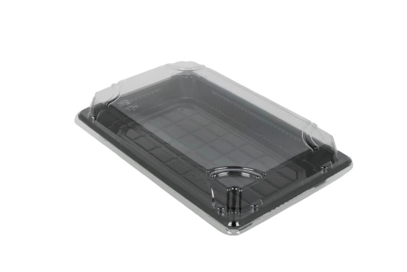 Sushitray + Deksel Zwart 220x135x20mm HP07 {400st}