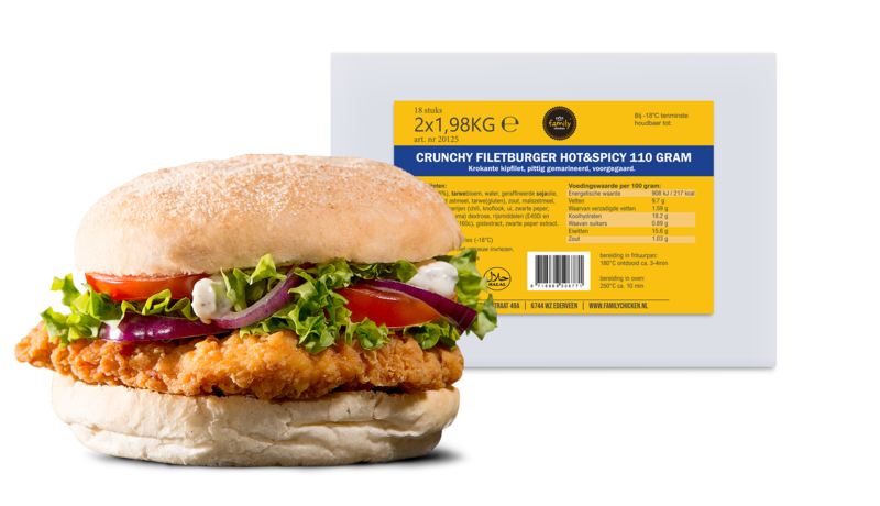Crunchy Filet Burger 110gr Spicy 2x18st