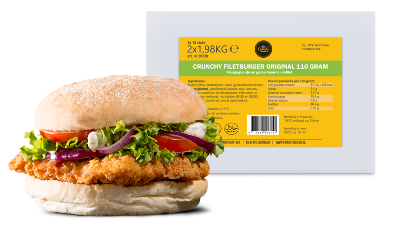 Crunchy Filet Burger 110gr Original 2x18st