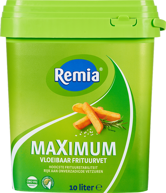 Frituurvet Maximum Remia (10L) – hoogwaardig en vloeibaar frituurvet voor take-away en horeca. 